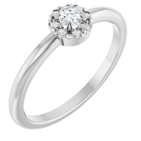 Platinum Emerald Natural White Sapphire Halo-Style Ring