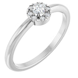 14K Gold Round Natural Diamond Halo-Style Ring – 3-4mm Stones - White Gold