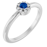 Platinum Emerald Natural Blue Sapphire Halo-Style Ring