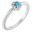 Platinum Emerald Natural Blue Zircon Halo-Style Ring