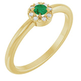 14K Gold Emerald Natural Emerald Halo-Style Ring - Yellow Gold