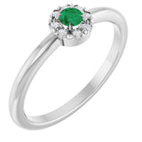 Platinum Emerald Lab-Grown Emerald Halo-Style Ring