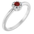 Platinum Emerald Natural Mozambique Garnet Halo-Style Ring