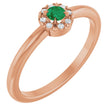 14K Gold Emerald Lab-Grown Emerald Halo-Style Ring - Rose Gold