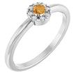 Platinum Emerald Natural Citrine Halo-Style Ring
