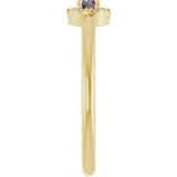 14K Gold Emerald Lab-Grown Alexandrite Halo-Style Ring - Yellow Gold - view 4