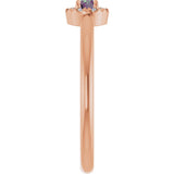 14K Gold Emerald Lab-Grown Alexandrite Halo-Style Ring - Rose Gold - view 4