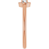 14K Gold Emerald Natural White Sapphire Halo-Style Ring - Rose Gold - view 4