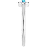 Platinum Emerald Natural Blue Zircon Halo-Style Ring - view 4
