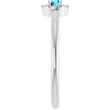 14K Gold Emerald Natural Aquamarine Halo-Style Ring - White Gold - view 4