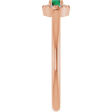 14K Gold Emerald Lab-Grown Emerald Halo-Style Ring - Rose Gold - view 4