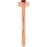 14K Gold Emerald Natural Mozambique Garnet Halo-Style Ring - Rose Gold - view 4
