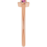 14K Gold Emerald Natural Pink Tourmaline Halo-Style Ring - Rose Gold - view 4