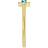 14K Gold Emerald Natural Blue Zircon Halo-Style Ring - Yellow Gold - view 4