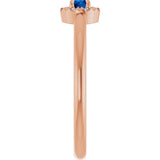 14K Gold Emerald Lab-Grown Blue Sapphire Halo-Style Ring - Rose Gold - view 4