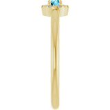 14K Gold Emerald Natural Aquamarine Halo-Style Ring - Yellow Gold - view 4