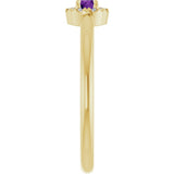 14K Gold Emerald Natural Amethyst Halo-Style Ring - Yellow Gold - view 4
