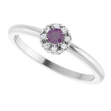 14K Gold Emerald Lab-Grown Alexandrite Halo-Style Ring - White Gold - view 5
