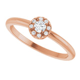 14K Gold Emerald Natural White Sapphire Halo-Style Ring - Rose Gold - view 5