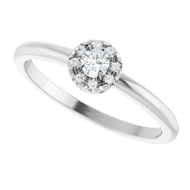 14K Gold Emerald Natural White Sapphire Halo-Style Ring - White Gold - view 5