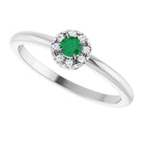 14K Gold Emerald Lab-Grown Emerald Halo-Style Ring - White Gold - view 5