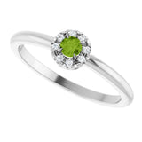 14K Gold Emerald Natural Peridot Halo-Style Ring - White Gold - view 5