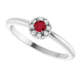 14K Gold Emerald Lab-Grown Ruby Halo-Style Ring - White Gold - view 5