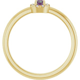 14K Gold Emerald Lab-Grown Alexandrite Halo-Style Ring - Yellow Gold - view 2