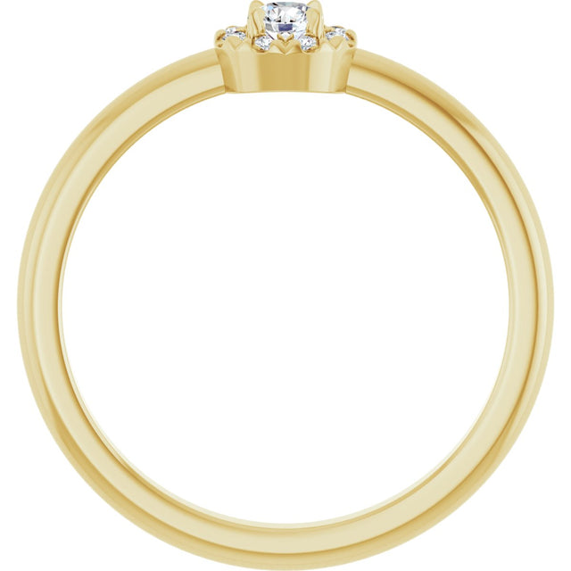 14K Gold Emerald Natural White Sapphire Halo-Style Ring - Yellow Gold - view 2