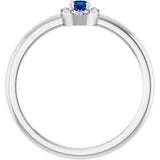 14K Gold Emerald Lab-Grown Blue Sapphire Halo-Style Ring - White Gold - view 2