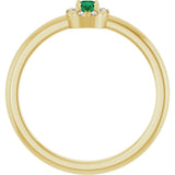 14K Gold Emerald Natural Emerald Halo-Style Ring - Yellow Gold - view 2