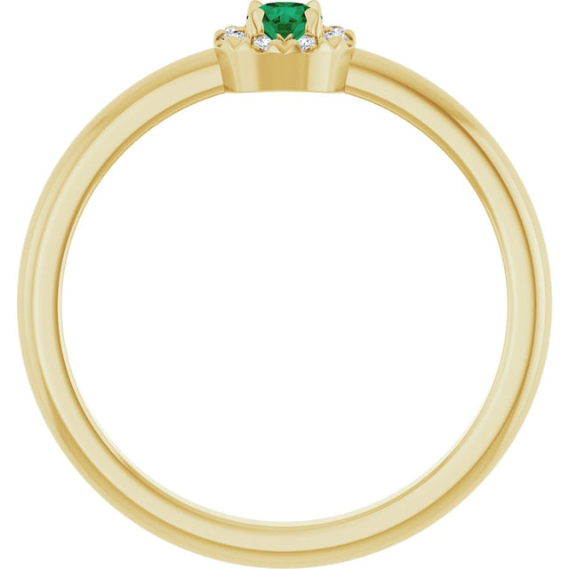 14K Gold Emerald Natural Emerald Halo-Style Ring - Yellow Gold - view 2