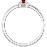 14K Gold Emerald Natural Mozambique Garnet Halo-Style Ring - White Gold - view 2