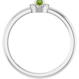 Platinum Emerald Natural Peridot Halo-Style Ring - view 2