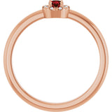 14K Gold Emerald Natural Mozambique Garnet Halo-Style Ring - Rose Gold - view 2