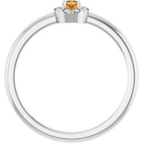 Platinum Emerald Natural Citrine Halo-Style Ring - view 2