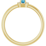 14K Gold Emerald Natural Blue Zircon Halo-Style Ring - Yellow Gold - view 2
