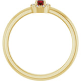 14K Gold Emerald Natural Mozambique Garnet Halo-Style Ring - Yellow Gold - view 2