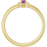 14K Gold Emerald Natural Pink Tourmaline Halo-Style Ring - Yellow Gold - view 2