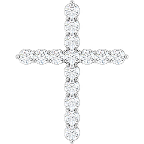 14K Gold Round Natural Diamond Accented Cross Necklace or Pendant – up to 1/6 CTW - White Gold