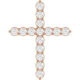 14K Gold Round Lab-Grown Diamond Accented Cross Necklace or Pendant – up to 1/6 CTW - Rose Gold