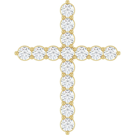14K Gold Round Natural Diamond Accented Cross Necklace or Pendant – up to 1/6 CTW - Yellow Gold