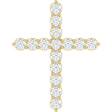 14K Gold Round Lab-Grown Diamond Accented Cross Necklace or Pendant – up to 1/6 CTW - Yellow Gold