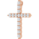14K Gold Round Lab-Grown Diamond Accented Cross Necklace or Pendant – up to 1/6 CTW - Rose Gold - view 2