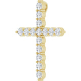 14K Gold Round Lab-Grown Diamond Accented Cross Necklace or Pendant – up to 1/6 CTW - Yellow Gold - view 2