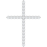 Platinum Round Natural Diamond Accented Cross Necklace or Pendant – up to 1/6 CTW