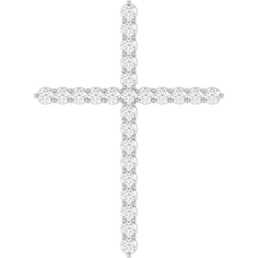 Platinum Round Natural Diamond Accented Cross Necklace or Pendant – up to 1/6 CTW