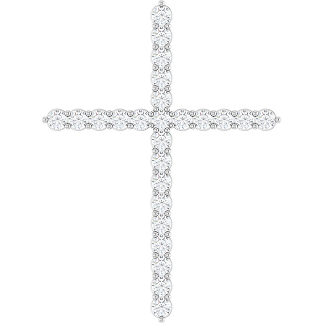 Platinum Round Natural Diamond Accented Cross Necklace or Pendant – up to 1/6 CTW