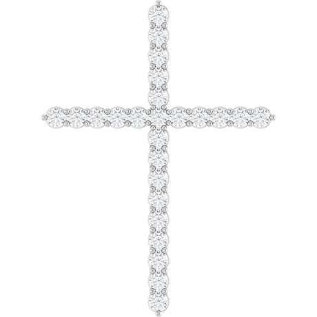 14K Gold Round Natural Diamond Accented Cross Necklace or Pendant – up to 1/6 CTW - White Gold