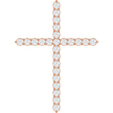 14K Gold Round Lab-Grown Diamond Accented Cross Necklace or Pendant – up to 1/6 CTW - Rose Gold